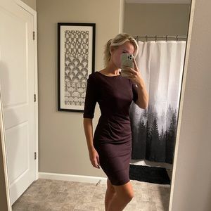 Trina Turk 3/4 Sleeve Burgundy Dress